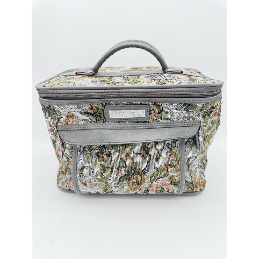 Vintage 1970s 1980s Jordache Floral Tapestry Train Case Vanity Bag Prop